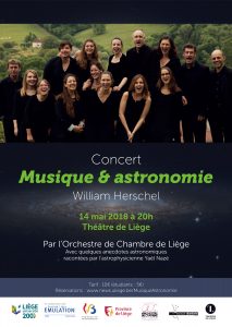 Agenda ► Concert musique & astronomie 4 / William HERSCHEL, l’astronome compositeur par l’Orchestre de Chambre de Liege.