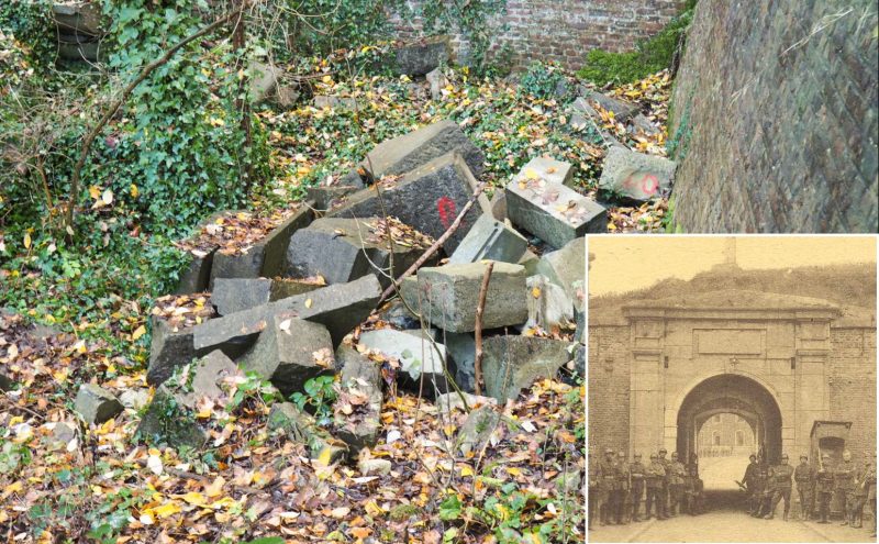 Le portail classé de l’ancienne citadelle de Liège abandonné par terre depuis des années