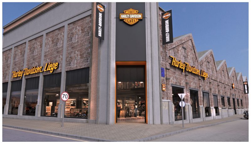 Une concession de motos Harley-Davidson avec un bar quai Timmermans