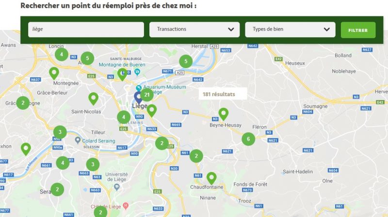 Intradel lance une carte interactive pour trouver les acteurs actifs dans le domaine du réemploi des objets près de chez vous: il y en a 181 en région liégeoise