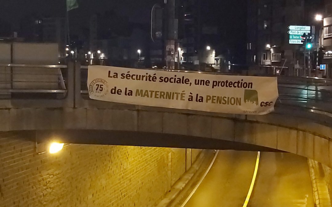 Des slogans syndicaux posés sur les ponts au centre-ville