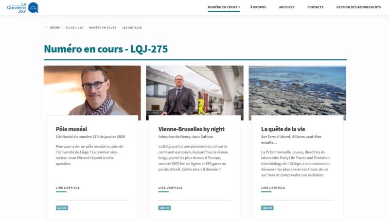Le quadrimestriel de l’université Le Quinzième Jour s’offre un nouveau site web enrichi