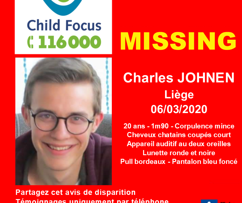 Charles Johnen, 20 ans, disparaît à Liège alors qu’il rentrait du chapiteau