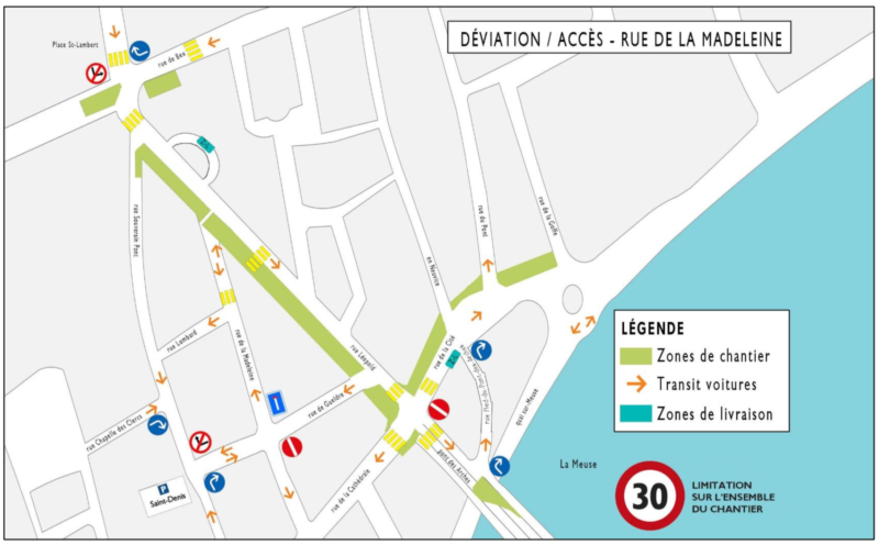 Report des travaux du tram rue de la Madeleine et rue de Gueldre à partir de ce lundi 2 mars