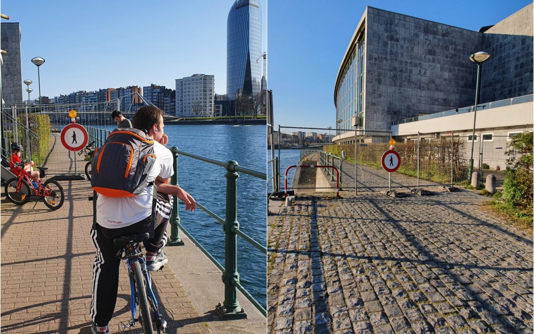 La portion du RAVeL qui longe le Palais des Congrès inaccessible par mesure de sécurité