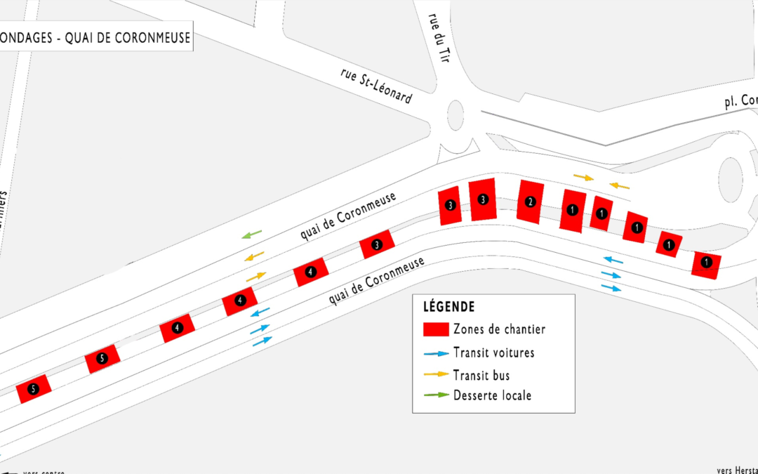 Sondages sur le quai de Coronmeuse dans le cadre du chantier du tram