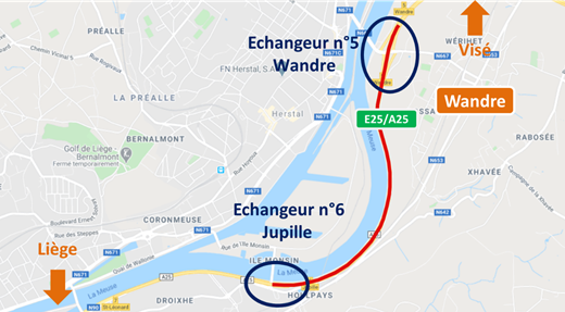 E25/A25 – Wandre : fermeture de l’autoroute la nuit du samedi 13 au dimanche 14 juin