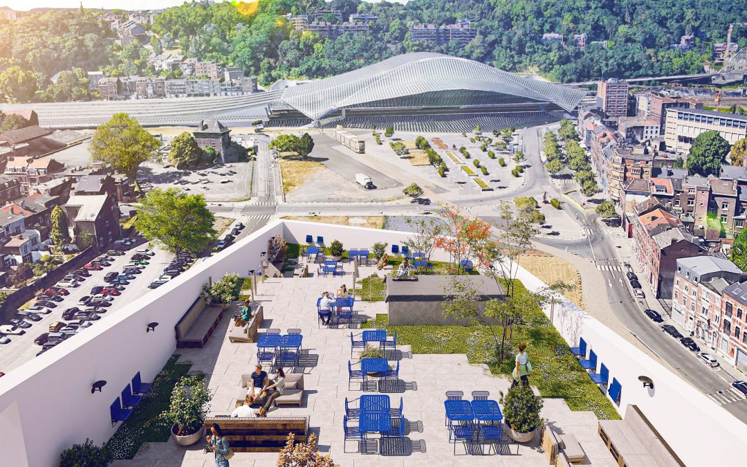 Le rooftop avec resto à burgers et vue sur la gare des Guillemins de l’hôtel-résidence Yust ouvrira en mai
