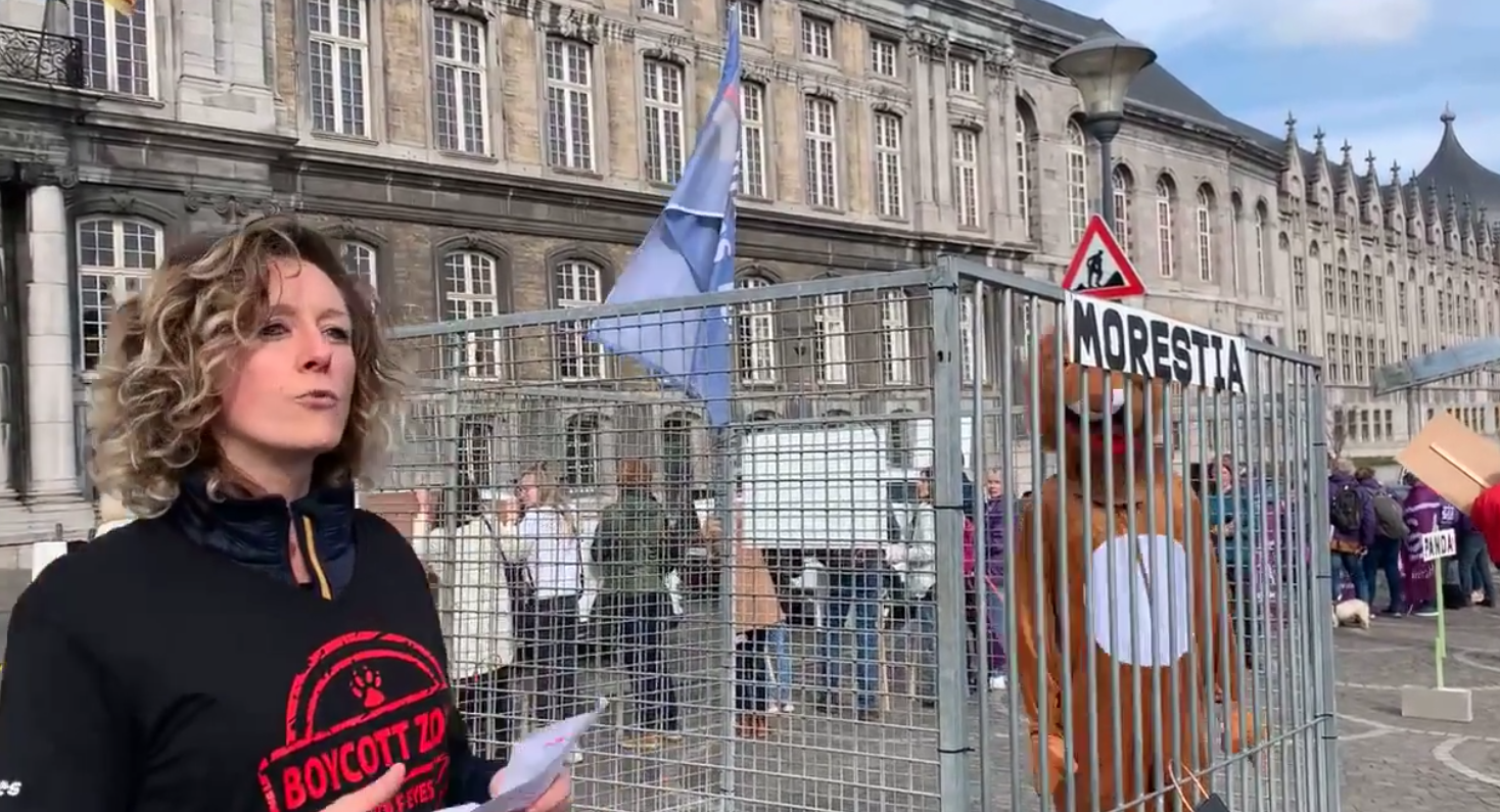 Un zoo humain sur la place Saint-Lambert pour protester contre les conditions de détention des animaux