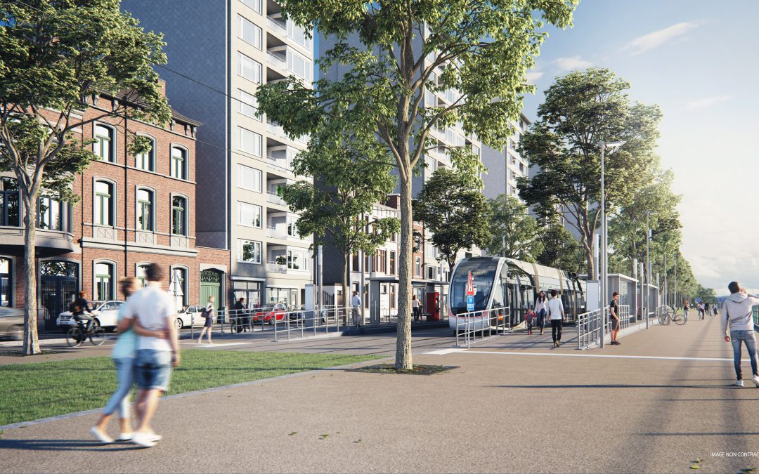 Travaux de voirie quai Saint-Léonard entre la rue des Armuriers et la rue Lambert Grisard dans le cadre du chantier du tram