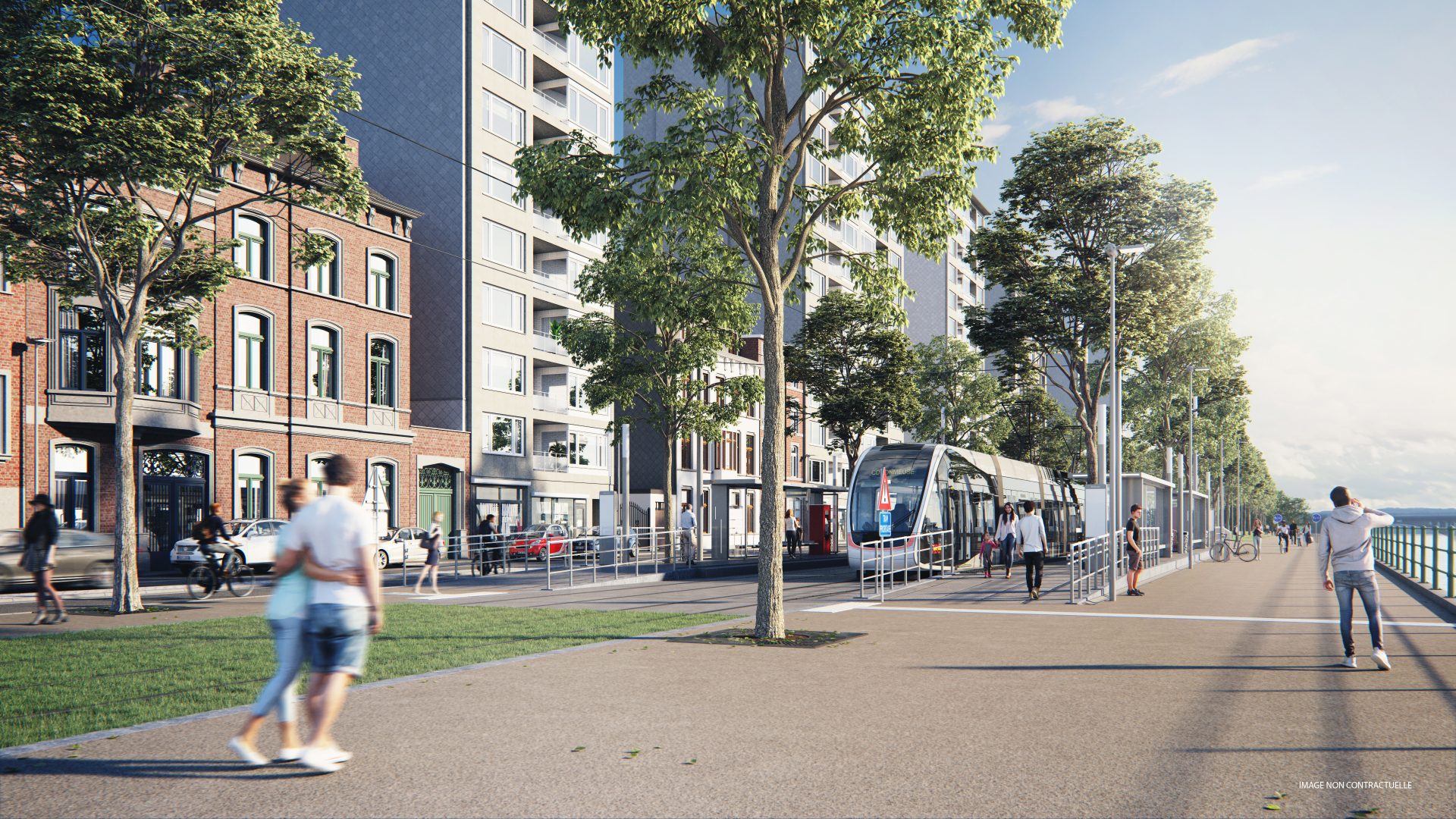 Travaux de voirie quai Saint-Léonard entre la rue des Armuriers et la rue Lambert Grisard dans le cadre du chantier du tram