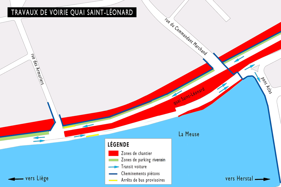 Suite des travaux de voirie quai Saint-Léonard