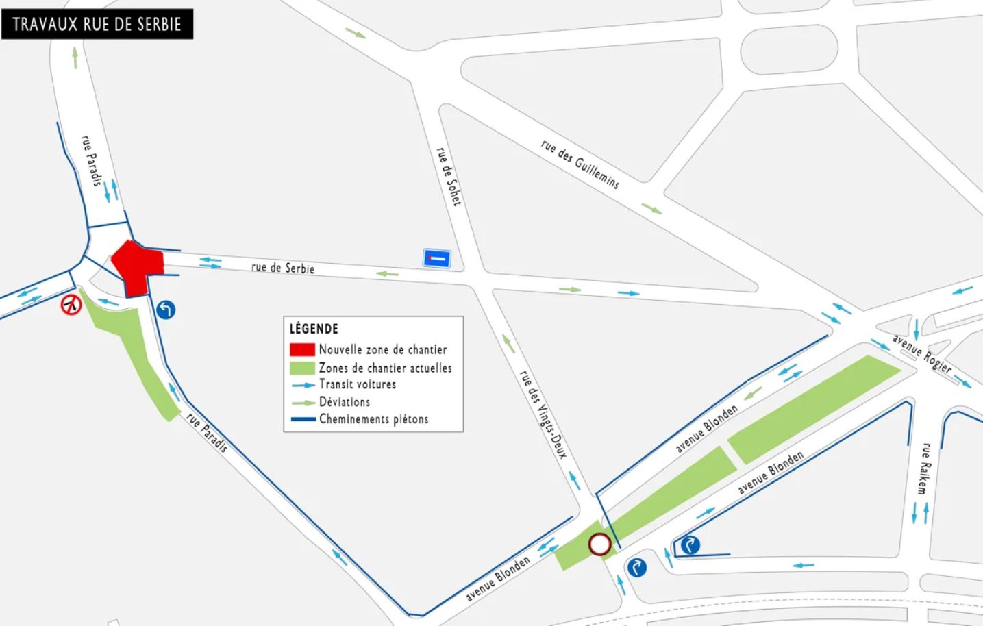 Travaux rue de Serbie: son accès limité