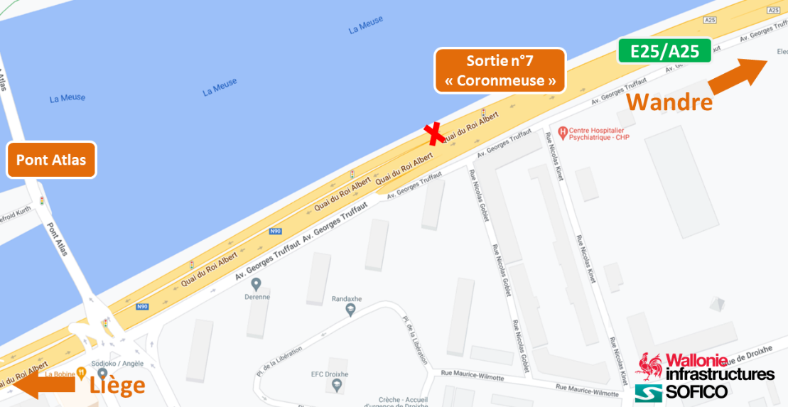 La sortie « Coronmeuse » de l’autoroute et futur boulevard urbain à Droixhe fermée quelques jours de plus