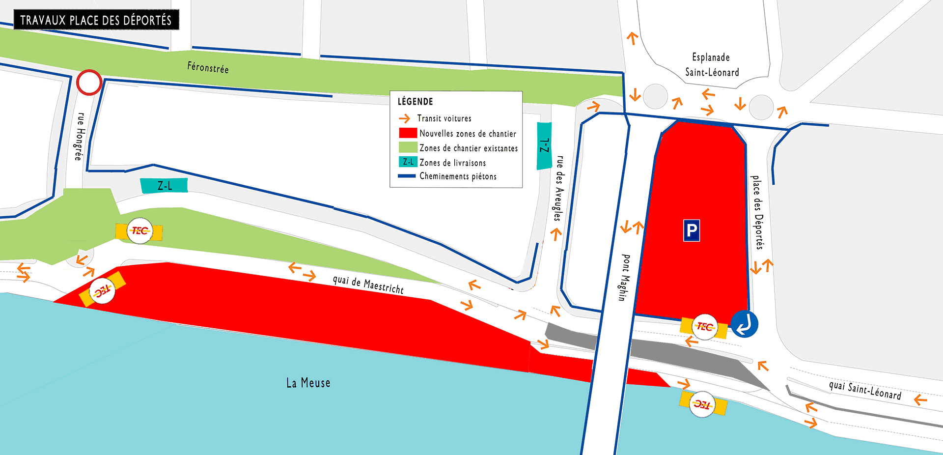 Installation de lignes aériennes de contact pour le tram: changements de circulation à Saint-Léonard