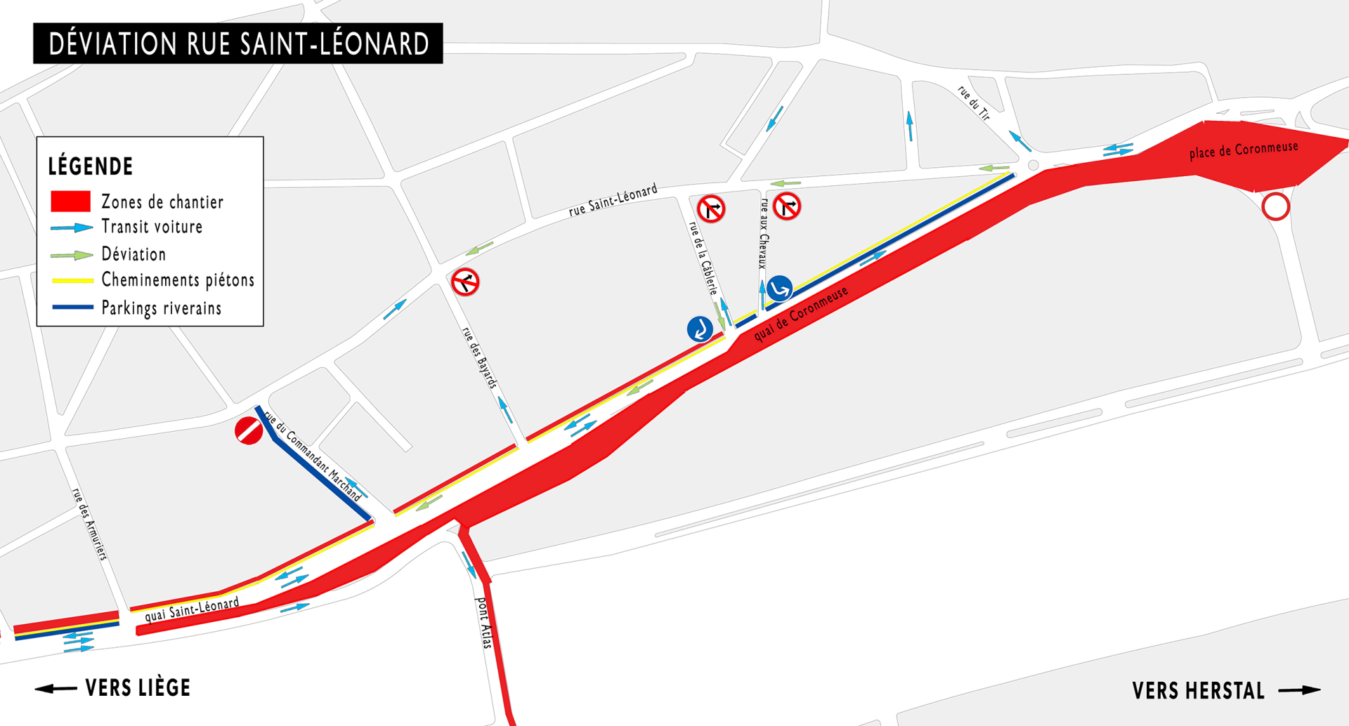 Déviation rue Saint-Léonard pour le chantier du tram: action requise pour les véhicules stationnés