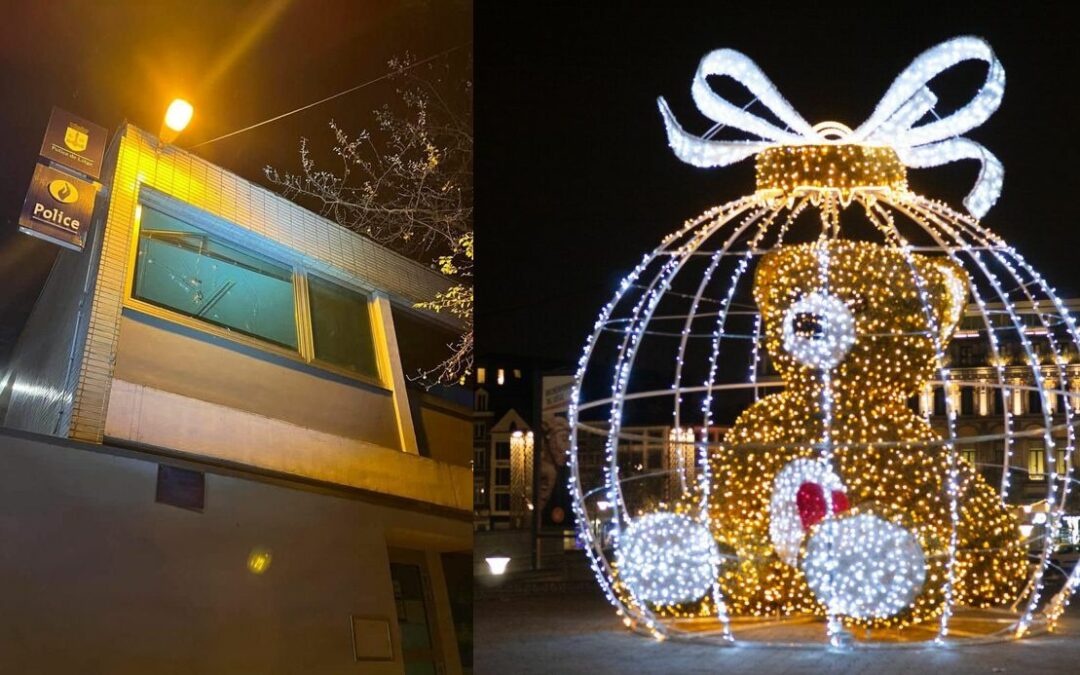 Un commissariat attaqué et l’ours lumineux du Village de Noël détruit après la victoire du Maroc contre la Belgique