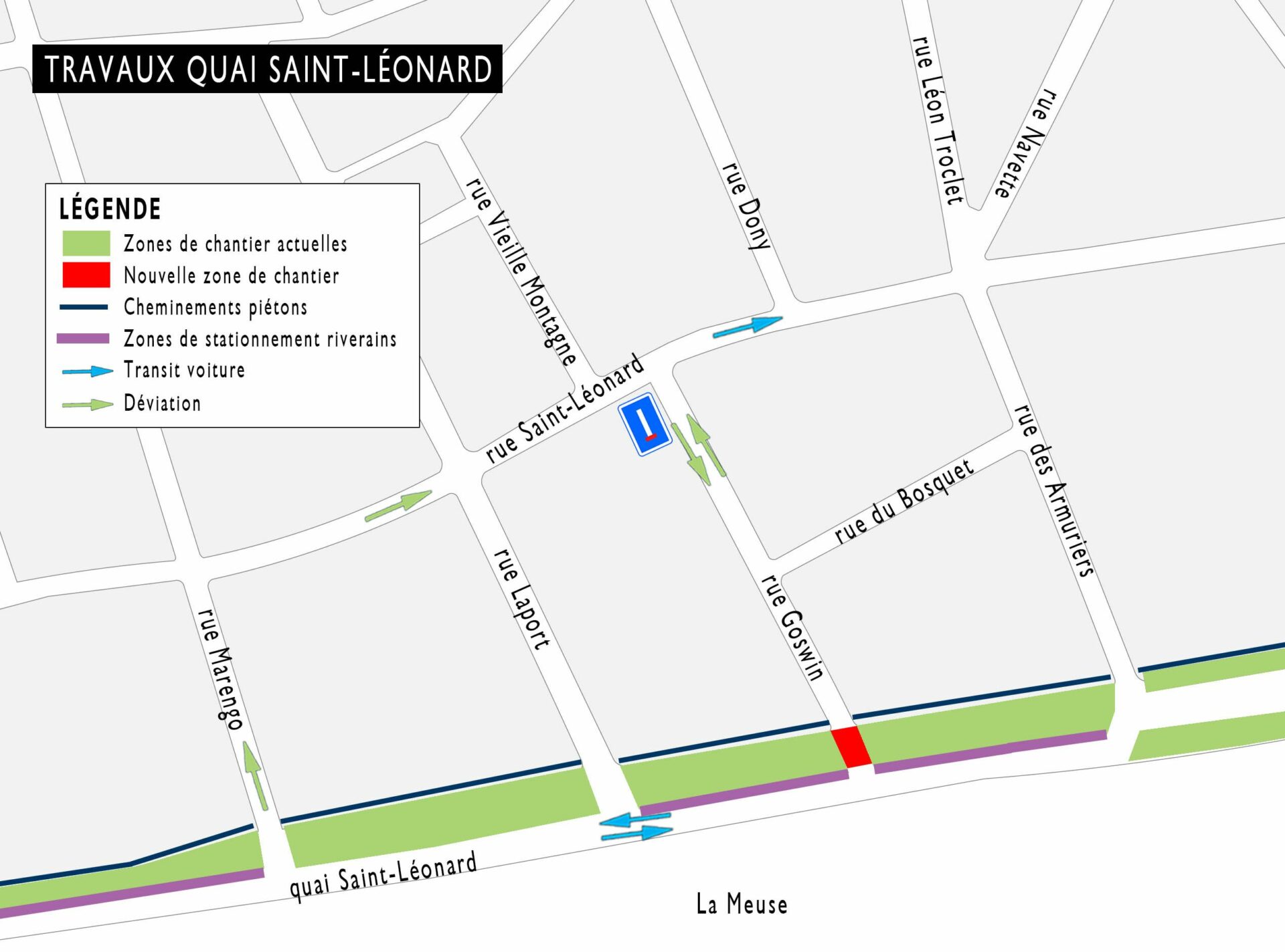 Chantier du tram: mise en voie sans issue temporaire de la rue Goswin