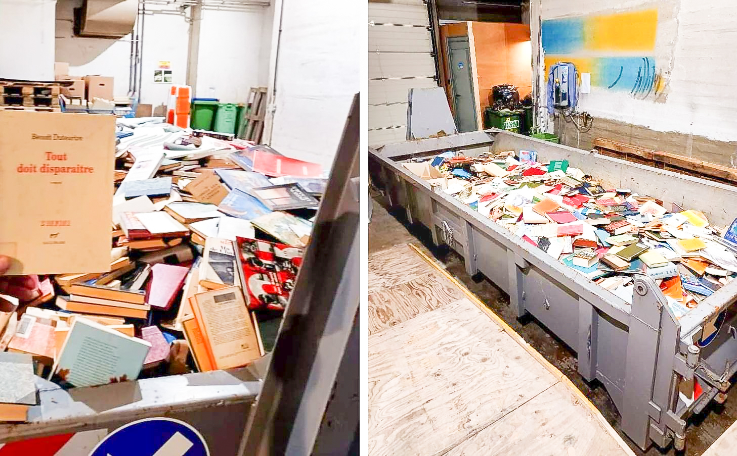 Avant de déménager à Bavière, la bibliothèque des Chiroux jette des containers entiers remplis de milliers de livres utilisables