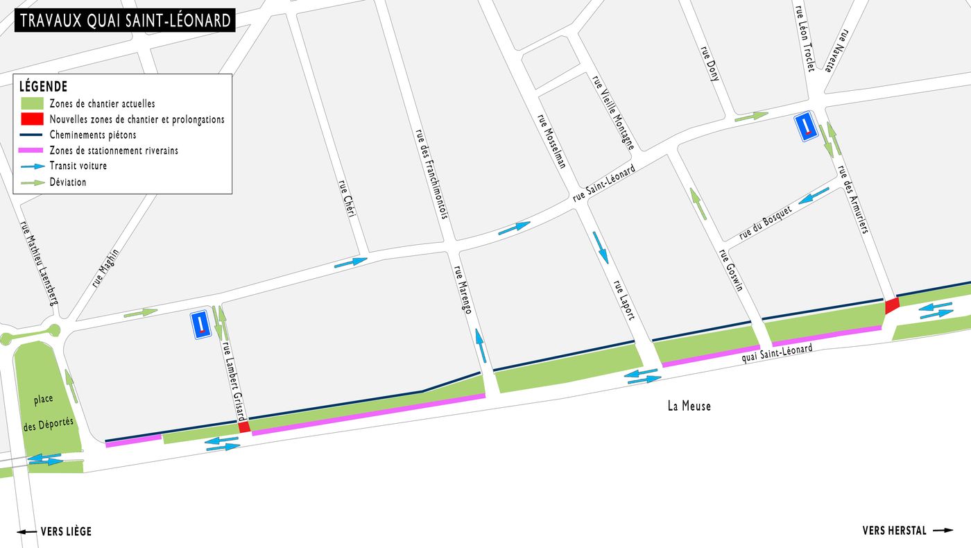 Chantier du tram: nouvelle déviation dans le quartier Saint-Léonard
