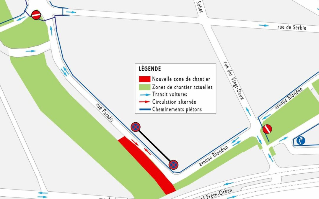 Travaux d’égouttage rue Paradis jusqu’à la fin du mois