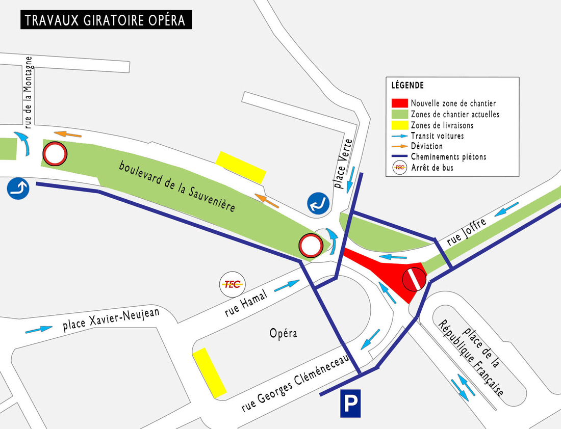 Changement au rond-point Opéra: l’accès à la place de la république Française restreint