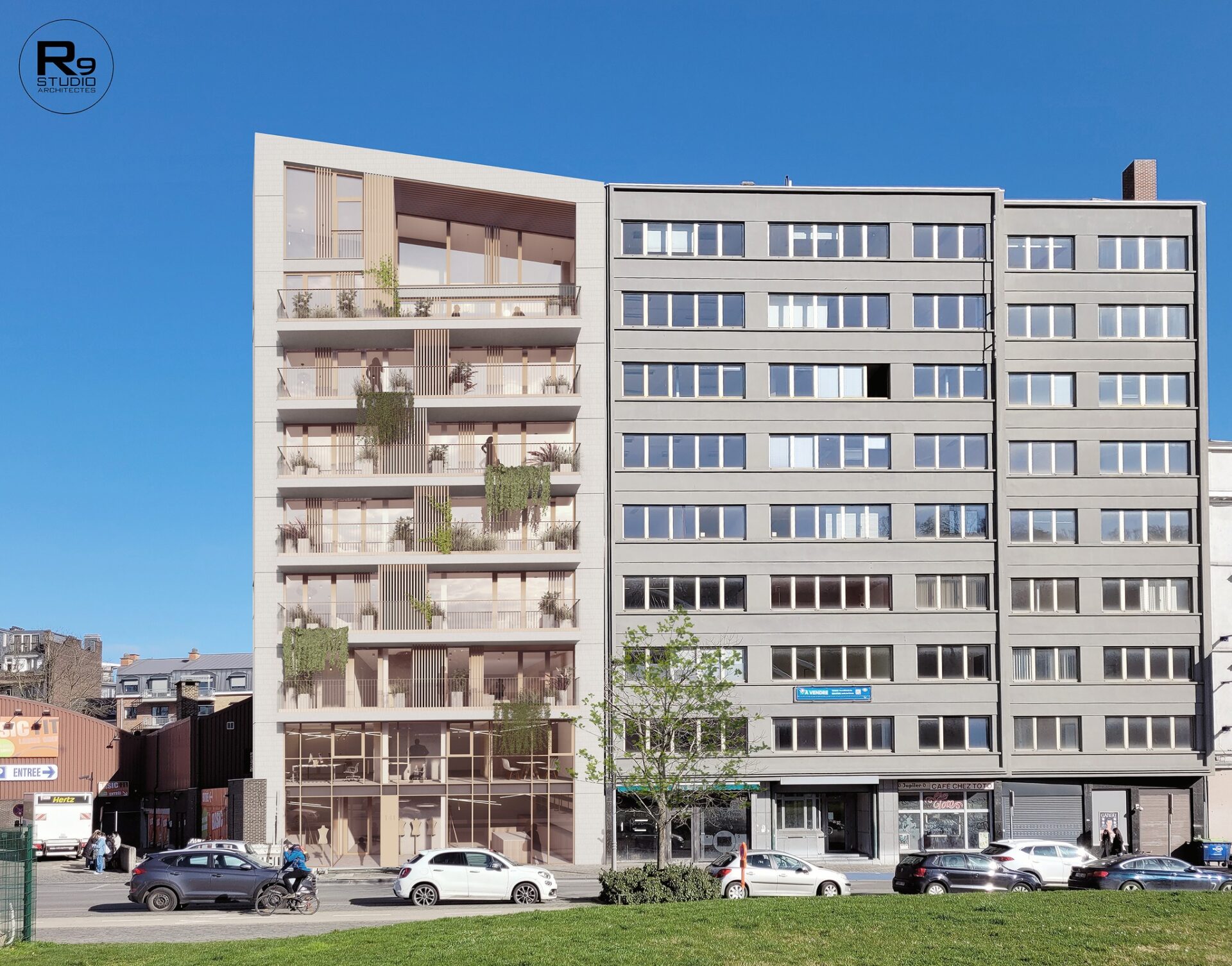 Un nouvel immeuble de 8 étages rue du Plan-Incliné à côté de l’Hôtel Univers aux Guillemins