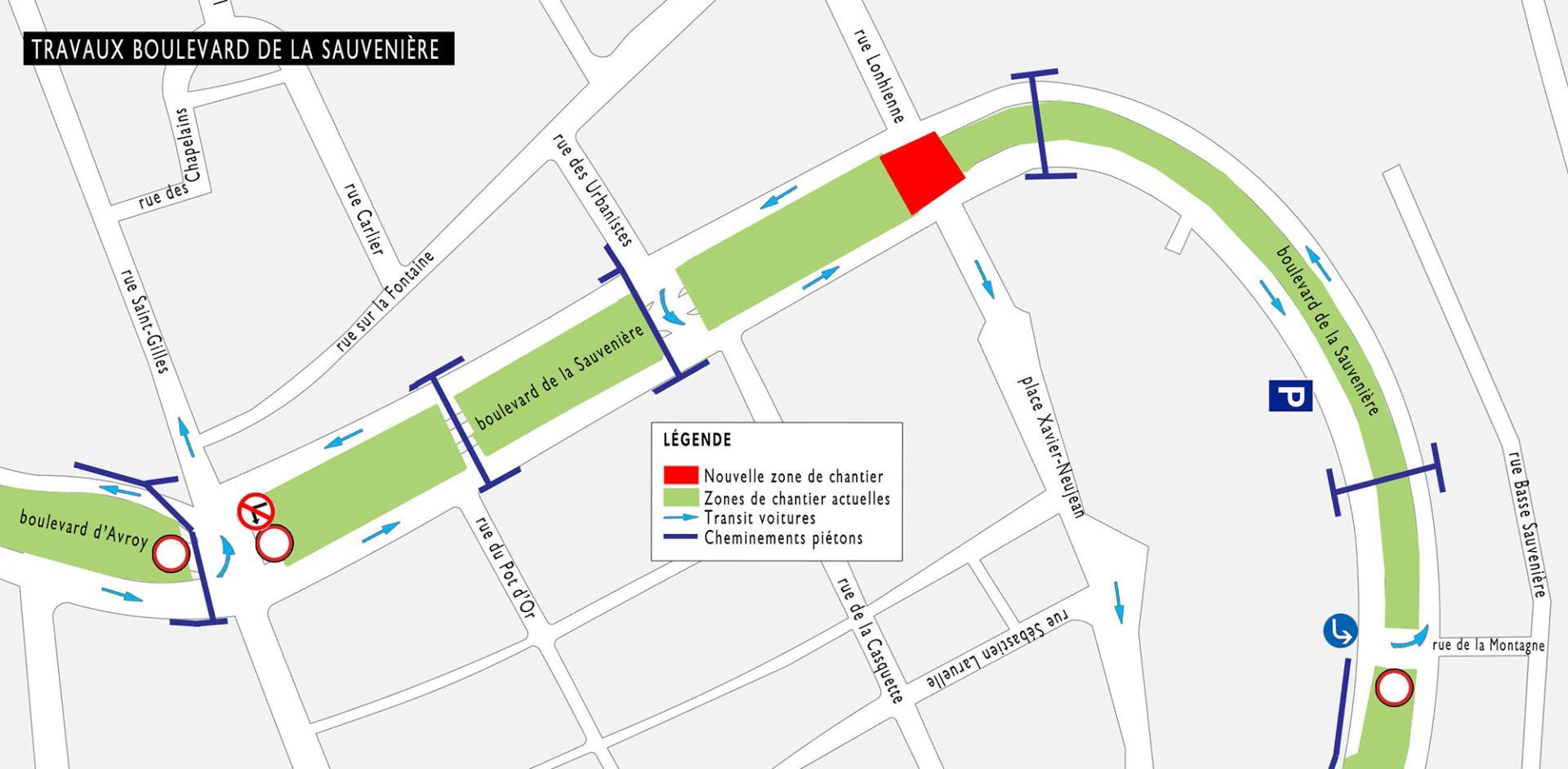 Nouveaux travaux boulevard de la Sauvenière et réouverture du carrefour au pied de la rue Saint-Gilles