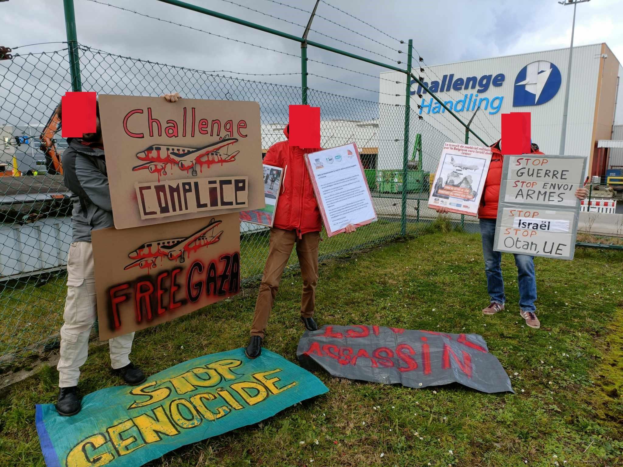 Manifestation devant l’aéroport de Liège contre les livraisons d’armement à Israël