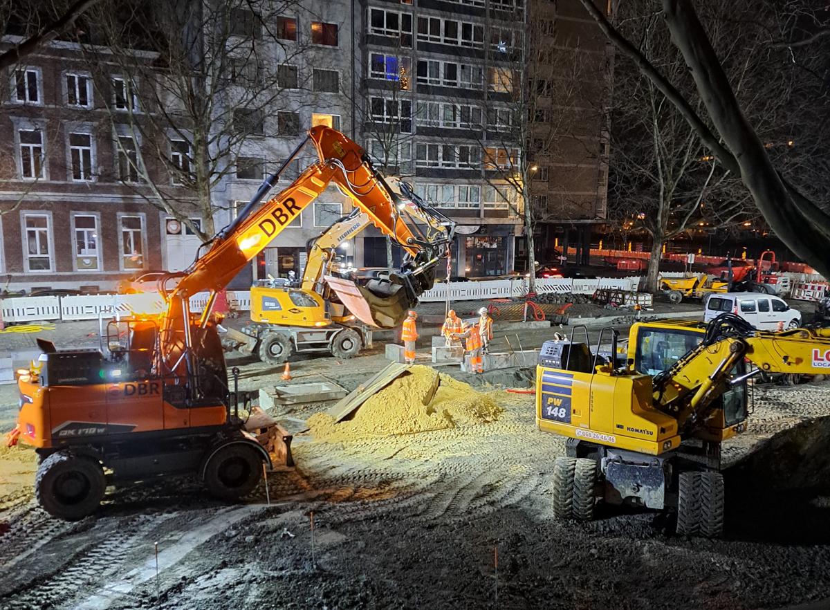 Coup de collier sur le chantier du tram: on travaille le soir, la nuit et même le dimanche