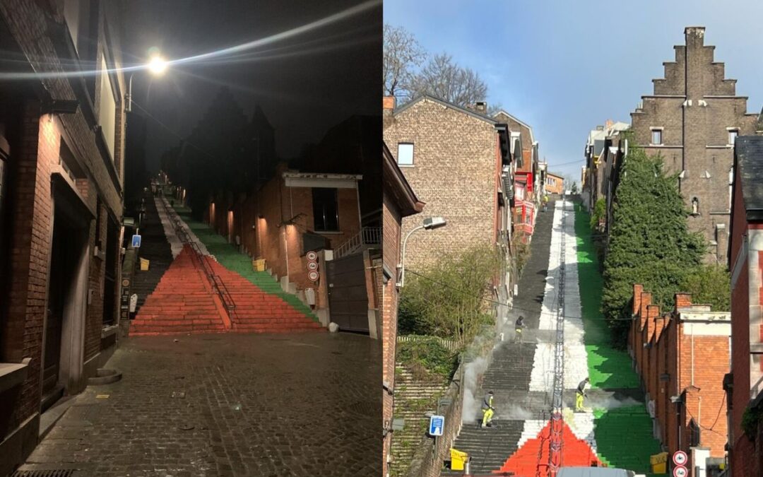 Escaliers de Bueren aux couleurs de la Palestine: 5000€ par jour pour nettoyer, selon la Ville