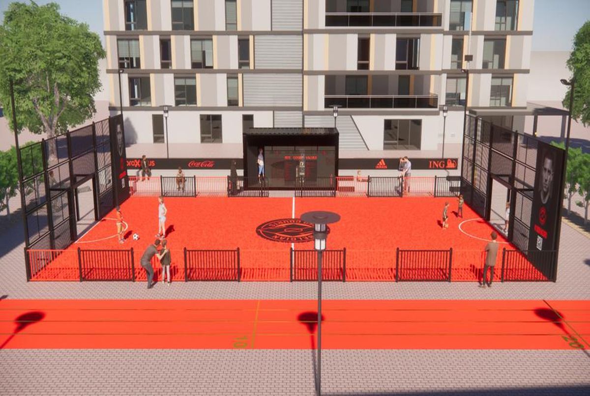 Un terrain de mini-foot tout neuf aux couleurs des Diables Rouges rue Vaudrée