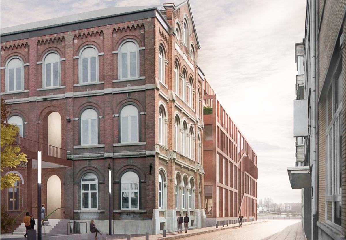 On démolit d’anciens bâtiments de la haute école Charlemagne (Rivageois) pour créer une nouvelle extension et un patio