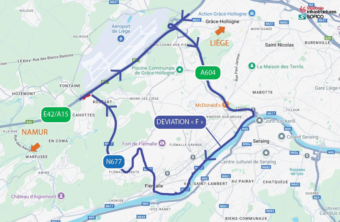 Les déviations mises en place précédemment seront à nouveau d’application ©Sofico