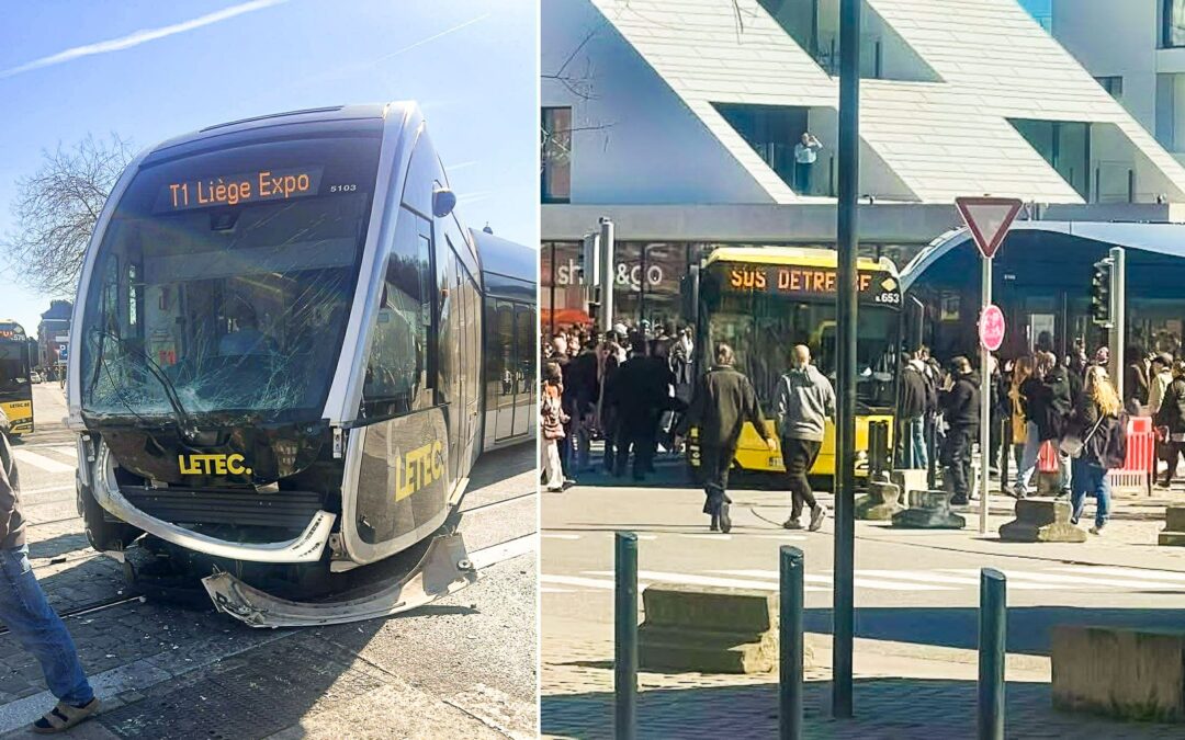 Accident bus-tram avec déraillement devant les Guillemins: le chauffeur de bus était distrait, 21 blessés légers