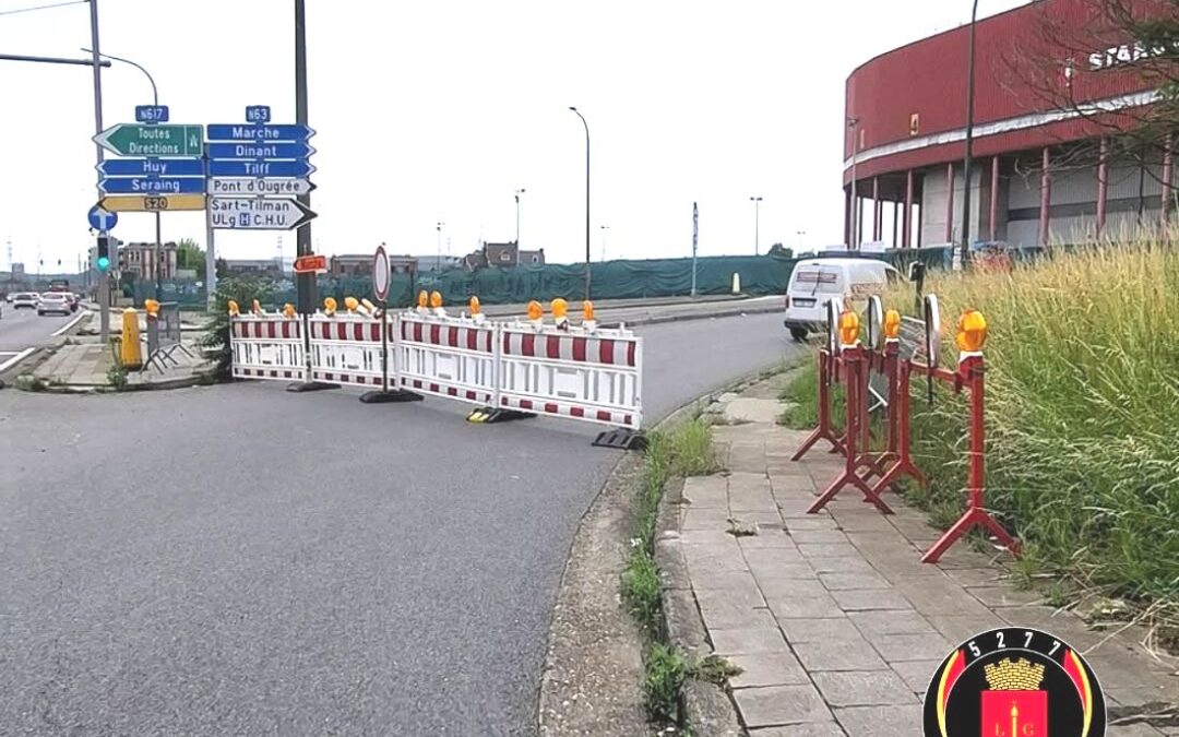 Les bretelles d’accès au pont d’Ougrée fermées