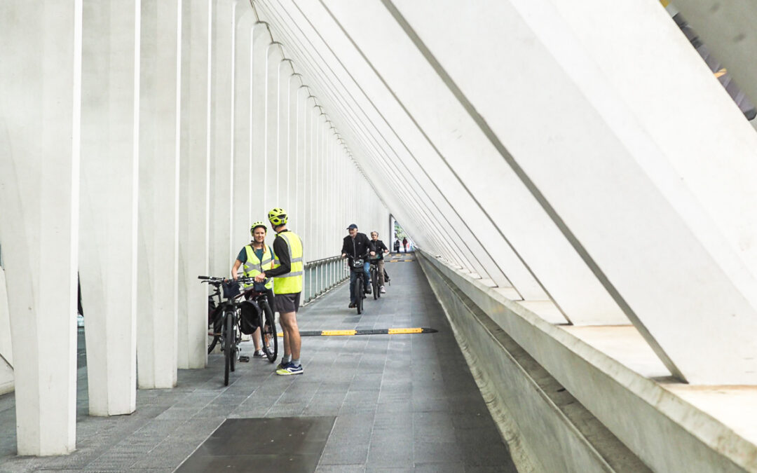 La nouvelle piste à moitié cyclable qui traverse la gare des Guillemins accessible depuis hier