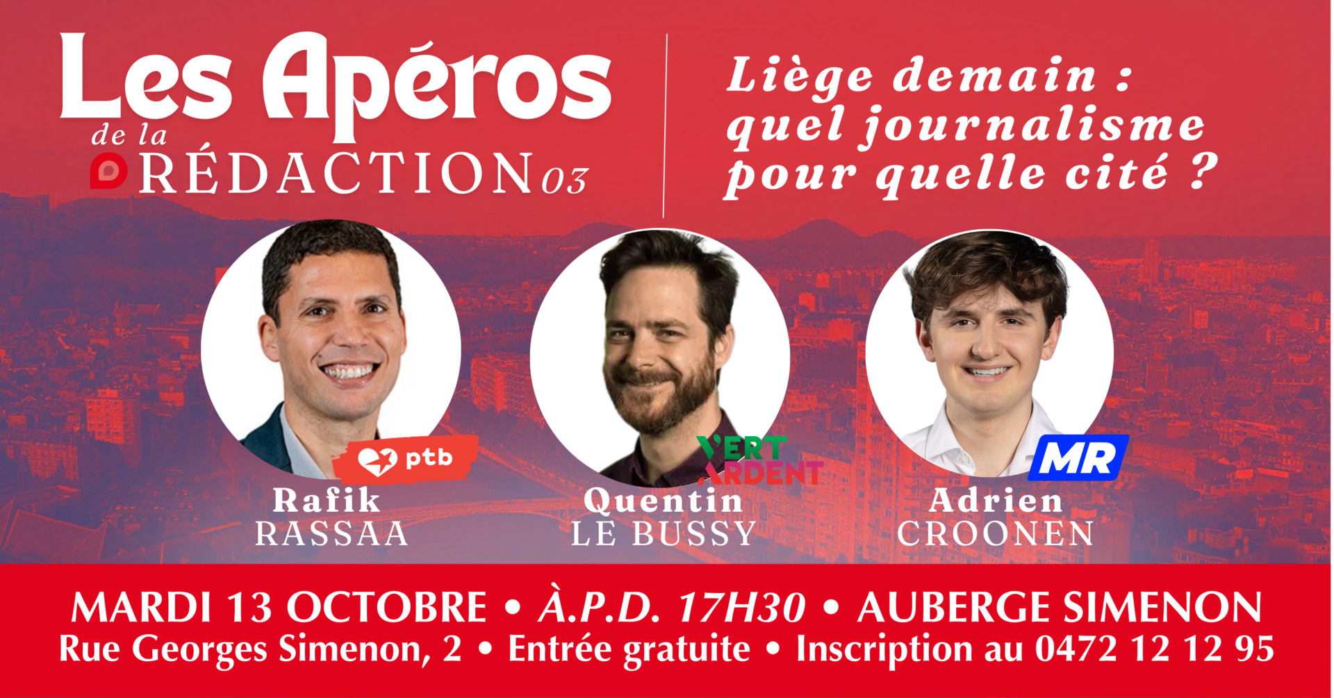Trois mandataires politiques pour discuter ce soir de l’avenir de Liège et des sujets journalistques